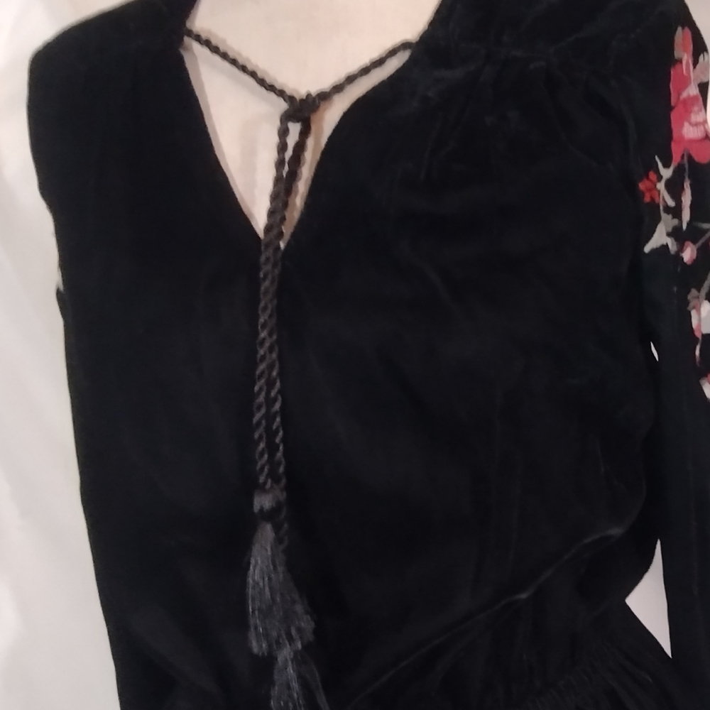 a.n.a TAG Rose Dress, Long Sleeve, Dress, Black, Floral Embroidery/Pleats, XS - Picture 11 of 16